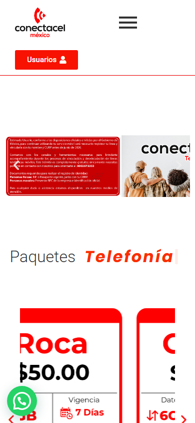 Versión para celular de Conecta Cel México